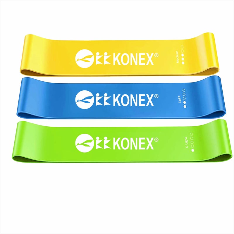 KONEX Natural Latex Resistance Band Loops for Men & Women | High Elasticity, Durable & Odour Free | Ideal for Home or Gym Workouts, Exercises, Stretching, Pull Ups, and Booty Toning (Pack of 3)| Light - Image 1